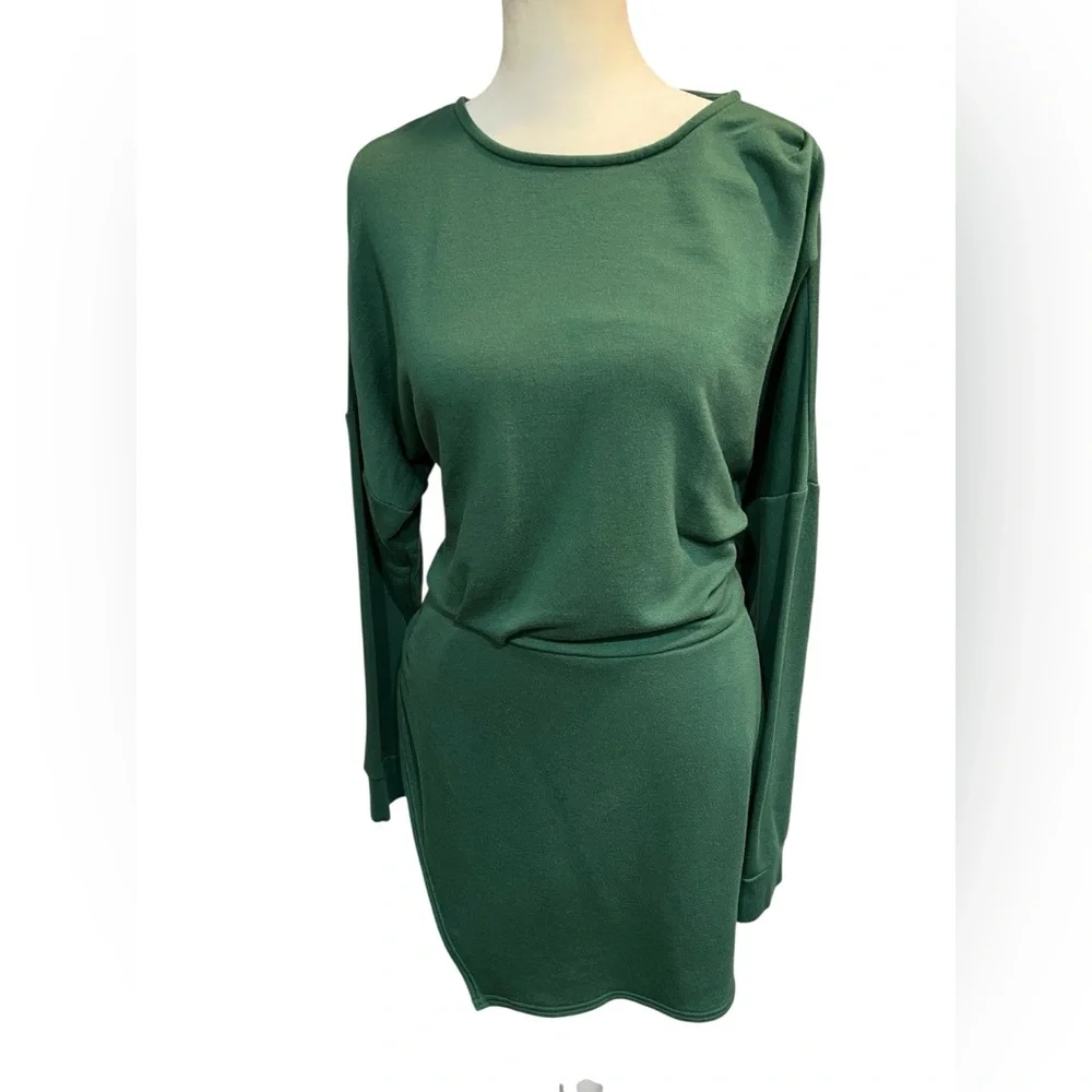 daily practice by Anthropology Long Sleeve Green Asymmetrical Mini Dress - M - Picture 5 of 9